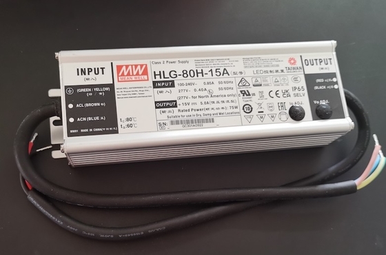 HLG-80H-15A 15v 5A 80W Dimmable LED Light Driver, Fornecedor de energia LED de corrente constante