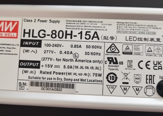 Meanwell Driver HLG série 40W 60W 80W 100W 120W 150W 185W Driver à prova d'água IP65 IP67 12V 15V 24V 36V 48V 56V