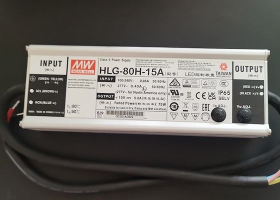 MEAN WELL HLG-80H-15A 75W 15V 5A IP65 LED Driver Tensão constante e fonte de alimentação LED de corrente constante