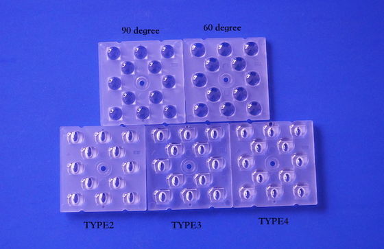 Lente LED PC 3030 de grau óptico 12 EM 1 50X50X5,57mm para lâmpada de rua SMD