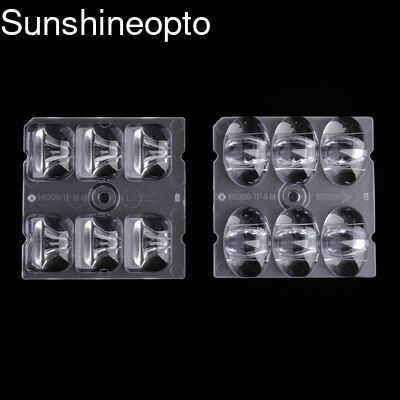 Venda a retalho de lentes LED de grau óptico PC/PMMA de 50x50 mm com 95% de transmissão para iluminação LED