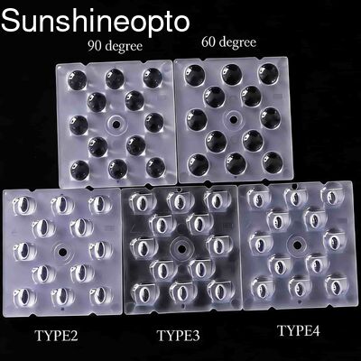 12 EM 1 Lente LED de PC de Grau Óptico 50X50X5.57mm para Luz