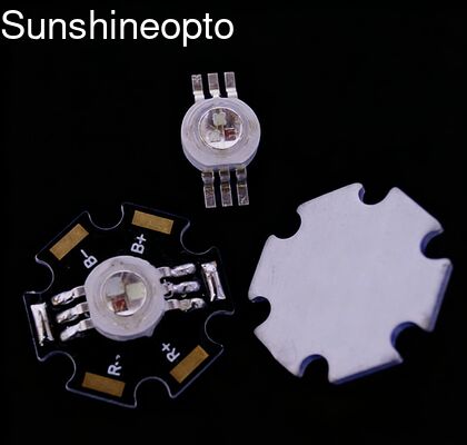 Diodo emissor de luz LED de alta potência 3W RGB com ângulo de feixe de 120 graus e design de estrela