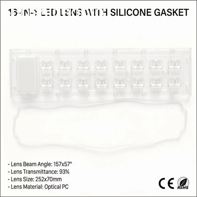 Lente óptica para PC com lente de matriz LED IP65 à prova d'água de 252 × 70 mm para módulos de luz de rua LED