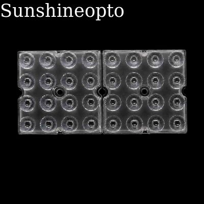 Lente alta óptica da baía do diodo emissor de luz do PC de 20 graus 3030 SMD 50×50mm lente ótica do feixe estreito 16-em-1