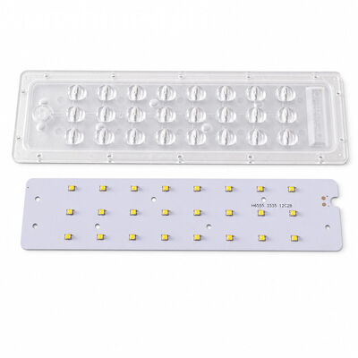 Tampa do módulo de luz de rua LED 24W Lente óptica assimétrica para PC de 45 × 143 graus com placa PCB LED SMD 3535