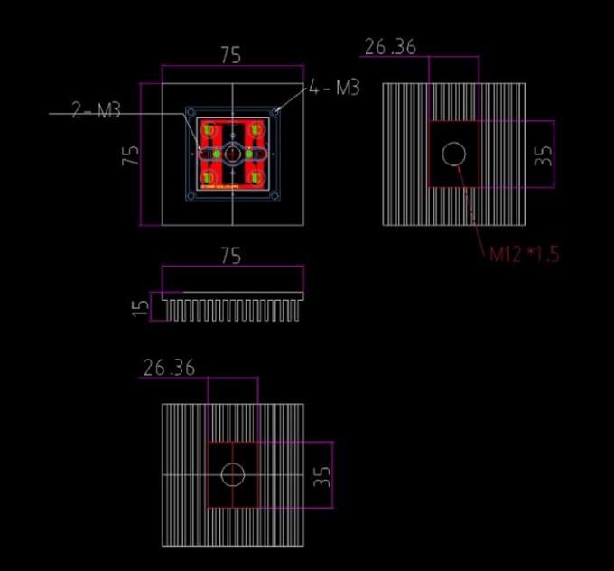 50×50mm LED Street Light Module dimensions and technical drawing